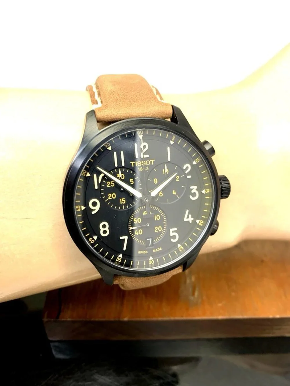 Tissot Men's Watch Swiss Quartz Chronograph 45mm Brown Leather T1166173605203